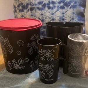 Tupperware Black and Red Coffee Set NEW